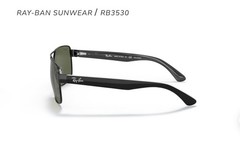 Ray Ban RB3530 Polarized Rectangle Sunglasses Black/Green 58-17 140mm