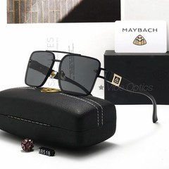 MAYBAC* Square Double Bridge Sunglasses Blue Silver Purple Gradient Classic Case