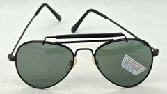 Vintage Small Black Aviator w Top Bar Sunglasses 1980s, 135mm temple, NOS, China