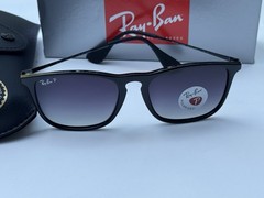 NEW Ray-Ban RB4187 601/T3 CHRIS Polish Black Polarized Grad Grey Sunglasses 54mm