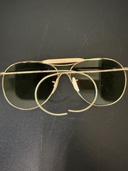 Ful-Vue Aviator Sunglasses Gold Metal Frame Green Tinted Glass Lenses