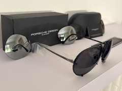 Porsche Titanium P8478 60mm Black/Grey Blue + 2 Lenses -1 Silver and 1 Brown