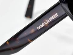 Sunglasses Saint Laurent Oversized Square Black Frame Green Lenses Unisex