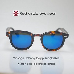 Vintage Johnny Depp sunglasses tortoise glasses mirror blue polarized lens UV400