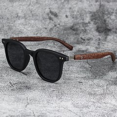 Classic Wood Grain Mirror Legs Sunglasses Men’s Small Frame Square Sun