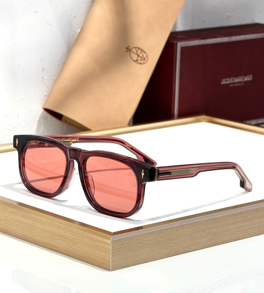 JACQUES MARIE MAGE Dewitt 10mm Acetate Sunglasses Burgundy Translucent Pink Lens