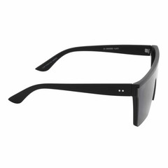 LAZER – Modern Flat Top Rimless Rectangle Sunglasses Soft Matte Black Dark Smoke