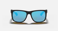 Ray-Ban RB4165 Justin Matte Black Blue Mirror Sunglasses 54mm Square