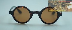 Round brown polarized sunglasses mens retro Johnny Depp tortoise acetate glasses