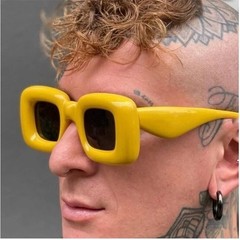 Men Sunglasses Square Thick Frame Uv400 Protection Fashion Street Festival Wear