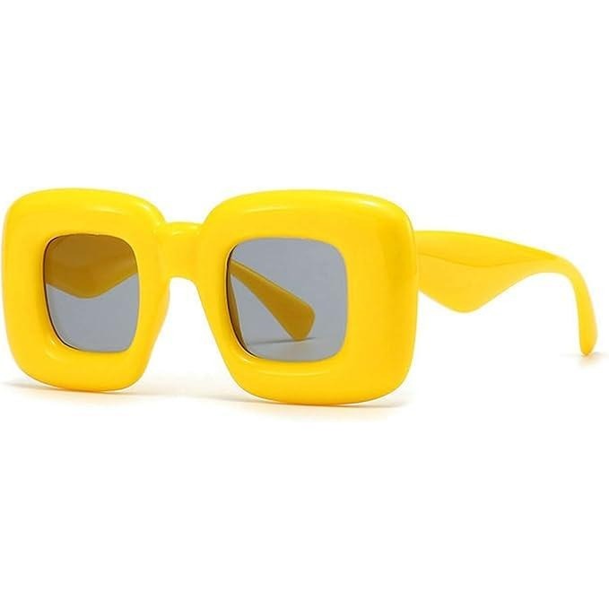 Men Sunglasses Square Thick Frame Uv400 Protection Fashion Street Festival Wear