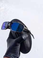 Oakley Badman Sunglasses Silver Frame Blue Iridium Lenses Polarized