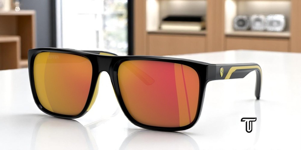 FERRARI SCUDERIA FZ6002U 501 6Q Black Mirror Gold Red 59 mm Men’s Sunglasses
