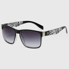 Quicksilver Sports Square Sunglasses Black Clear Zebra Frame Smoke Fade Lens