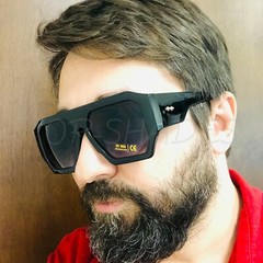 Men Sunglasses Fashion Black Oversize Big Designer Square Rapper Rap Black Retro