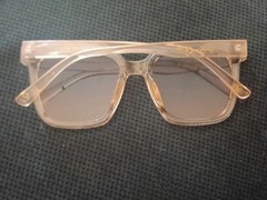 Clear Plastic Square Frame Sunglasses Gray Gradient Lenses Lightweight