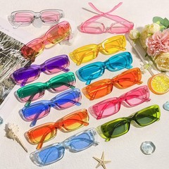 Wholesale 40 Pack Colorful Rectangle Sunglasses Bulk Adults Unisex, Fun 90s C…
