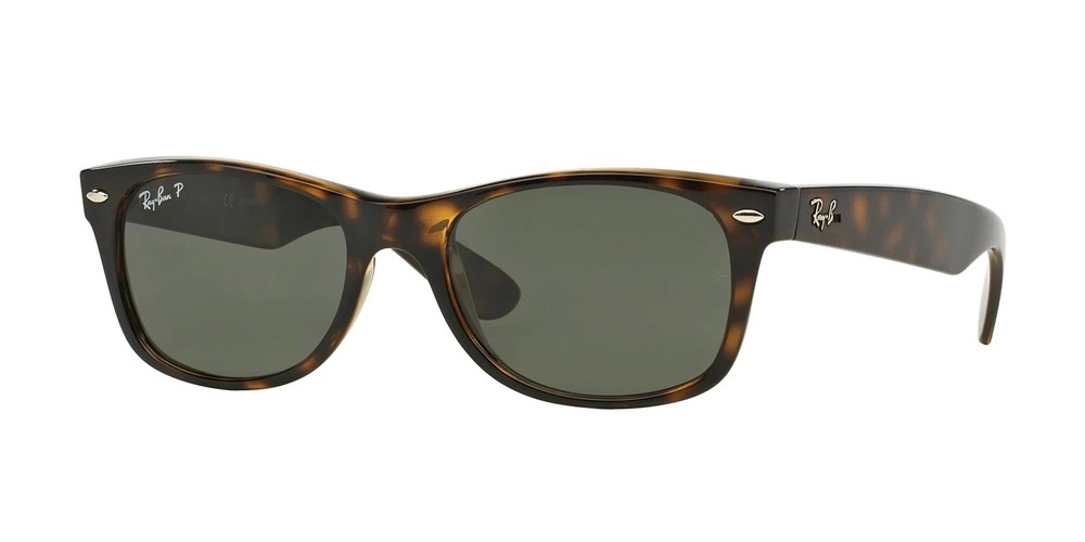 Ray-Ban New Wayfarer Tortoise / Green Polarized 55mm Sunglasses RB2132 902/58 55