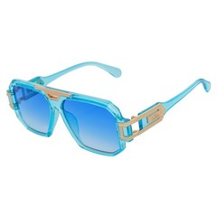 LEGEND – Retro Flat Top Square Blue Sunglasses Clear Blue-Fade Lens
