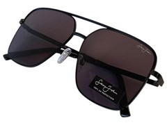 Men’s Sean John Solid Black Sunglasses Grey Tinted Lenses Big Pilot Style – New
