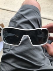 Men’s Sports Wrap Rectangular Sunglasses Matte White Frame Dark Smoke Tint Lens