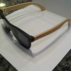 Men’s Lightweight Black Wood Square Sunglasses UV400 Plastic Frame