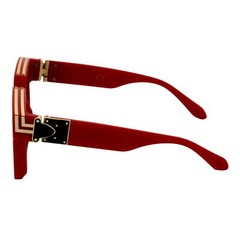 TWO BILLION – Large Horn Rimmed Fashion Square Sunglasses Gloss Red-Gold Smoke
