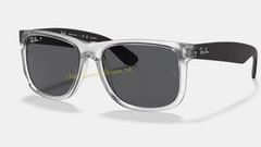 Ray-Ban RB4165 Justin Polarized Grey Matte Transparent Square Sunglasses 54mm 3P