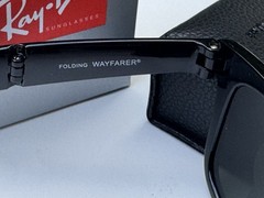 NEW Ray-Ban RB4105 Folding WAYFARER 601 Black Frame G-15 Green Lenses 50mm