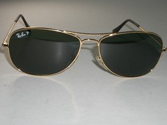 RAY BAN RB3362 59[]14 GOLD POLARIZED GLASS LENS COCKPIT AVIATOR SUNGLASSES MINT