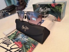 BRAND NEW Maui Jim PIHA Polarized Shiny Gunmetal Black/ Dual Mirror B621-02