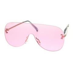 Rimless Shield Sunglasses Unisex Modern Sleek Design Shades UV 400