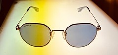 Converse Mens Round Metal Shing Bronze Sunglass , Solid Blue Lens SC0222