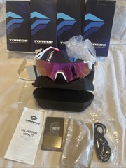 TOREGE TR65 C7 Pink White Cycling Sunglasses Sport Wrap Golf Baseball Running