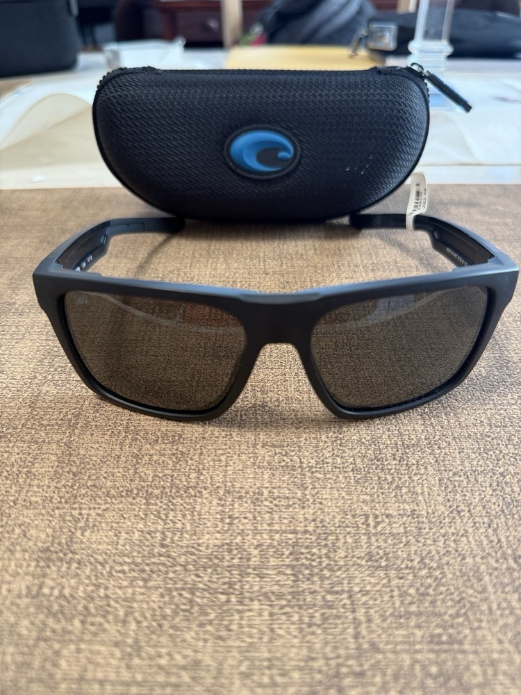 Costa Lido Men’s Rectangle Sunglasses Black Frame Gray Polarized Lenses