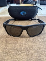 Costa Lido Men’s Rectangle Sunglasses Black Frame Gray Polarized Lenses