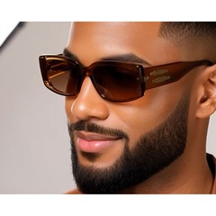 Men Sunglasses Fashion Designer Beige Retro Rectangle Trendy Style Lentes New