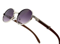 Mens Hip Hop 18k Gold Frame Oval Shape Clear Lens Wood Grain Retro Eye Glasses