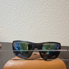 Bajio Bales Beach BAL220 Polarized Green Mirrored Glass Wrap Sunglasses Black
