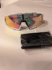 Omekol Small Outdoor Sports White Paint Splatter Reflective Lens Sunglasses New