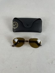 Excellent Ray-Ban RB3549 001/T5 Sunglasses, Polished Arista Gold Frame, Bronze P