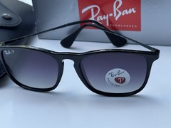 NEW Ray-Ban RB4187 601/T3 CHRIS Polish Black Polarized Grad Grey Sunglasses 54mm