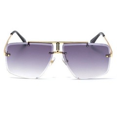 Sunglasses Men’s Gold Frame Rimless Square Gradient Black Lens Street Wear Trend