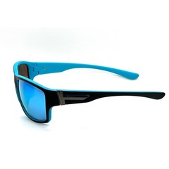 Blue Mirrored Lens Sunglasses Black Frame Sport Style Fashion Eyewear Polarized