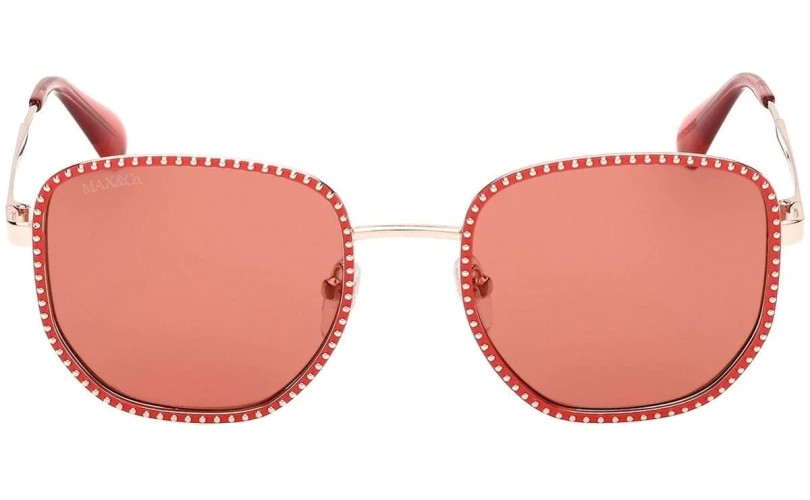 Max&CO. MO0091 66S Red/Gold Square Metal Sunglasses Frame 52-21-140