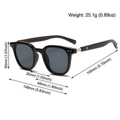 Retro Wood Grain Sunglasses UV Protection Square Frame Unisex Outdoor Eyewear