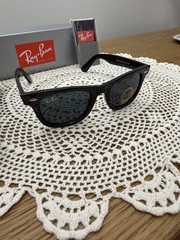 Ray-Ban RB2140 904 Wayfarer Sunglasses Black Frame Glass Gray Lens 50-22 /140 mm