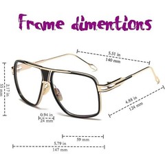 Classic Glasses Gold Black Frame Fashion Hip Hop Style Clear Lens Men Bold 2026
