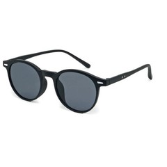 Stylish Retro Men Round Sunglasses Featuring Sleek Black Frames And Dark Lenses