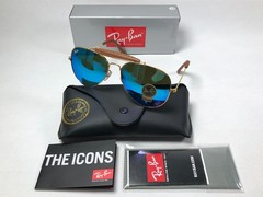 Ray Ban Aviator RB3422 Sunglasses Large 58/14 Blue Lens/Gold frame 140MM